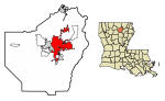 Ouachita Parish Louisiana Incorporated and Unincorporated areas Monroe Highlighted